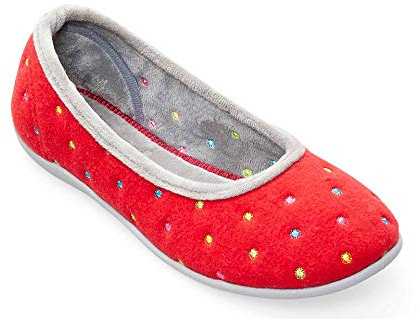 Padders Ballerina heltäckande tofflor för kvinnor, - Red Combi - 5 UK Wide