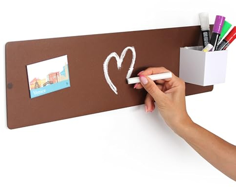 KalaMitica - Lavagna magnetica da parete - scrivibile e cancellabile con gessi - Corten - 14 x 50 cm