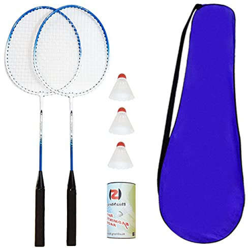 O&W Security - Set da badminton, 2 racchette con 3 volani e borsa per tutta la famiglia, vacanze, giardino, spiaggia