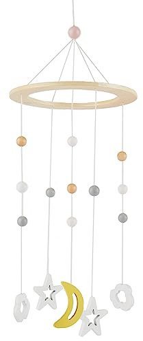 Bieco Baby Mobile Ø ca. 15 cm | Edition Kosmos aus Holz | Mobile Baby Mädchen/ Mobile Baby Junge | Mobile Baby Holz