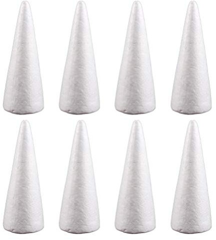 12 StüCk Schaumstoffkegel, 18.5 Cm, Diy BastelzubehöR FüR Weihnachtsbaum, Tischdekoration, Kinderhandwerk, Weiß