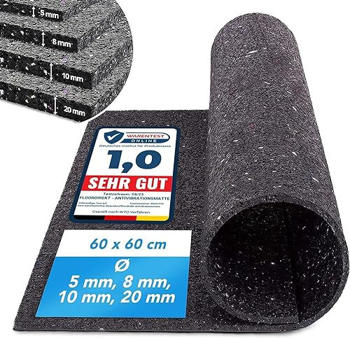 Alfombrilla antivibración de alta eficiencia para lavadoras y altavoces, se puede cortar, producto de calidad de Alemania (62,5 x 200 cm, 5 mm)