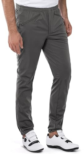 33,000ft Men's Waterproof Cycling Pants, Windproof Breathable Athletic Mountain Bike Pants Running Hiking Sweatpants Sports Grey
