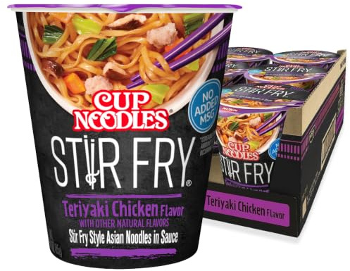 Nissin Cup Noodles Stir Fry Noodles in Sauce, Teriyaki Chicken, 3 Ounce | Instant Ramen, Unique Flavors