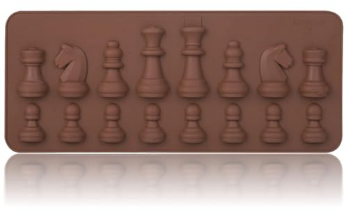 Betued Silikon Schokoladenform, Brechbare Pralinenform Schachfigur Bonbonform für DIY Süßigkeiten Kuchendekoration, Hitzebeständig, Antihaft, Umweltfreundlich, Brown