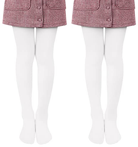 Libella 2er Pack Ballett Strumpfhose für Mädchen Tanzstrumpfhose mit Fuß 80 DEN Blickdicht Mikrofaser Farbig 27251 Weiß 158-164