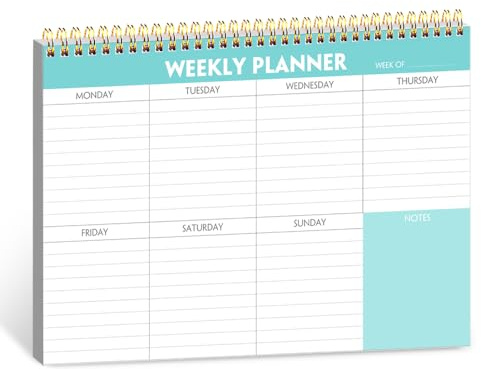Getvow Weekly Planner Notepad - 7 x 10 Weekly Pad Organizers Habit Tracker Journal for Man & Women, 52 Sheets, 100gsm Paper, Undated Weekly To Do List Notepad with Your Life, Teal