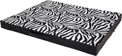 CopcoPet Hundematte Kunstleder Zebra-Optik 90 x 70 Hundekissen für kleine Hunde, Hundekissen Waschbar, Wasserabweisend, kuschelig, hundematratze, Outdoor hundebett 8cm dick