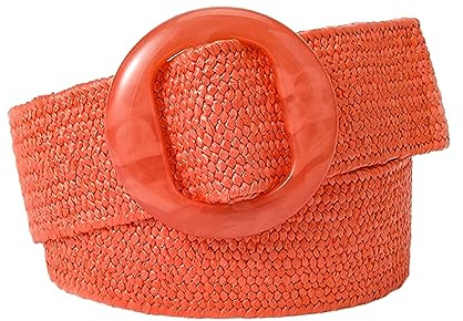 KONGNY Vintage Stroh geflochtener Gürtel für Frauen PP Stroh gewebter elastischer Taillengürtel Riemen Sommer Boho Kleid Hemd Dekoration breiter Bund