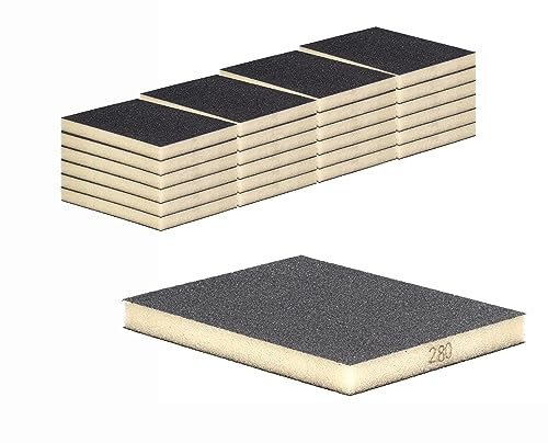 Schleifschwamm Schleifmatte 24 Stück Schleifschwämme Grobe Körnung K280 für Holz Lack Metall Trocken u. Nass Schleifen waschbar u. wiederverwendbar