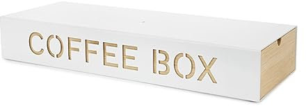 Balvi Coffee Box Coffee Box Colore Bianco Per contenere le capsule di caffè Metallo/bambù 6x14,5x37,2