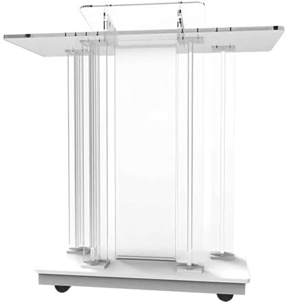 ASSICON Schräges Podium Acryl-Podiumsständer, bewegliches Podium mit Rollen, Sprechpodest, Empfangstheke für Kirchen, Konferenzen, Reden, Hochzeiten, Klassenzimmer Bodenstehendes Podium