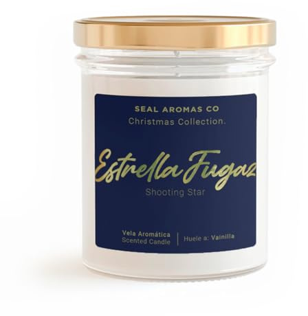 SEAL AROMAS - Vela [ Huele a Vainilla ] Estrella Fugaz Christmas Collection | Vela aromática 220gr Duración 35 horas en frasco, para Cuartos - Hogares - Oficinas - Restaurantes - Boutique - Ducha