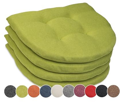 sunnypillow 4er Set Stuhlkissen 40x40 cm - Sitzkissen Stuhl 5cm dick - Sitzpolster für Stühle, Bänke in Haus und Garten - Indoor & Outdoor Auflage für Esszimmerstuhl oder Küche - Grün - Made in EU