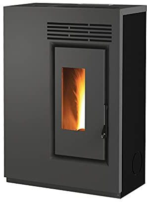Generic Biofiregrill Pelletofen GE60 5,5 kW Slim mit Wandmontage-Option, 25 cm Tiefe, Schwarz