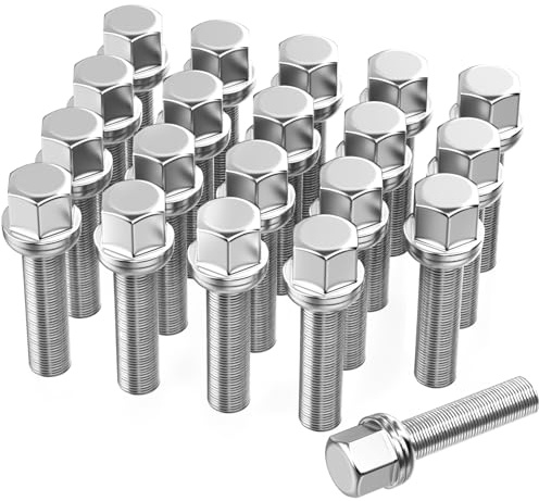20 Verlängerte Radschrauben Radbolzen für Spurverbreiterungen I M14x1,5x40mm I Kugelbund R13 SW 17mm I Kompatibel mit Audi Volkswagen OEM-RÄDERN (Chrom)