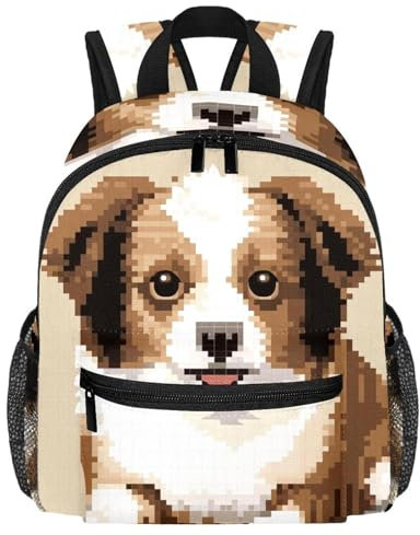 Niedlicher Kleinkind-Rucksack – Pixel-Hund, einfache moderne Kindertasche für Vorschule, Schule, Mädchen und kleine Kinder, multi, 25.4x10x30 CM/10x4x12 in