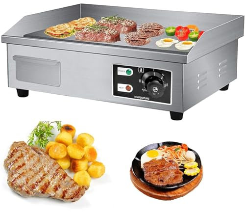 Dfdieratve Plaque Chauffante éLectrique Commerciale de 22 Pouces avec ContrôLe de la TempéRature de 122 °F à 572 °F, Plaque de Comptoir à Dessus Plat pour Cuisine et Restaurant,110V