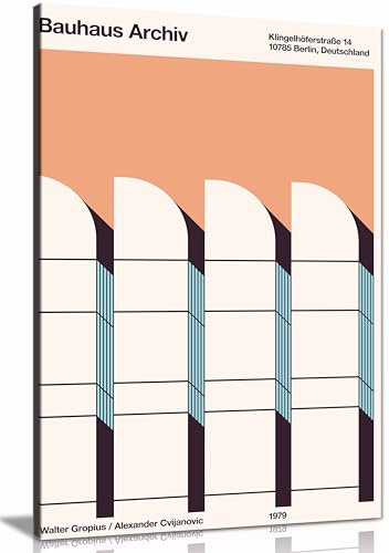 Gerahmter Kunstdruck auf Leinwand, Bauhaus Archiv, Bilder für Wände, Schlafzimmer, Wohnzimmer und Badezimmer, 46 x 31 cm