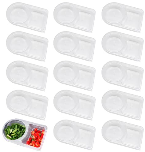 LTHERMELK 15 Stück Snackbox mit Fächern, 60ml+70ml Zweikammer Gewürzbehälter & Meal Prep Container - Dosen für Saucen, Dips, Gewürze, Snacks - Spülmaschinenfest, Luftdicht