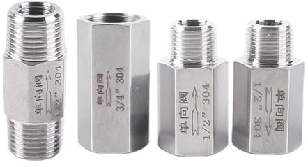 LIUCH Clapet anti-retour hexagonal unidirectionnel en acier inoxydable 304, 1/8 1/4 3/8 1/2 3/4 1 NPT femelle mâle(1/4,Female To Male NPT)