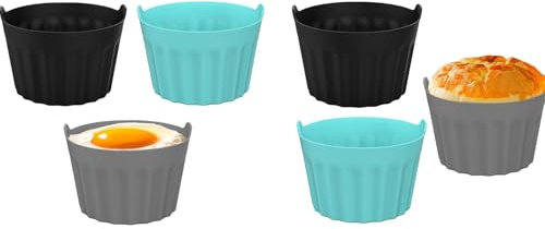 Silicone Egg Poacher Set, 6 Air Fryer Egg Mould, Egg Poaching Cups For Perfect Poached Eggs, Silicone Ramekins For Air Fryer, Reusable Silicone Egg Poachers, Air Fryer, Microwave, And Dishwasher Safe