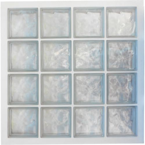 Panel prefabricado con cemento hidrófugado, uso vertical | N. 16 bloques de vidrio (4x4) mm 190x190x80 ondulado transparente | Dimensión 870x870 mm | Unidad de venta: 1 panel