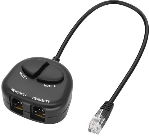 XMSJSIY Cavo adattatore RJ9 per telefoni, cavo splitter 4P4C, cavo telefonico Jack Y, con 2 pulsanti silenziosi, per call center 30 cm (2 muti)