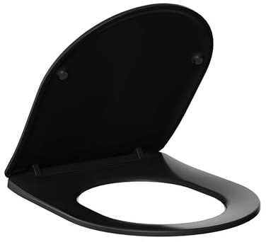 WC-Sitz Balneo Luna Luxa, Soft-Close, Schwarz | Duroplast; Schnellverschluss per Knopfdruck; Metall-Scharniere; Befestigungsabstand 125 mm; glatte, abnehmbare Oberfläche