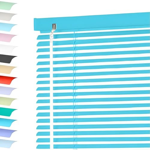 Alu Jalousie 25mm Jalousie Aluminium Jalousette für Innen Fenster Horizontal Jalousien Sichtschutz WäRmedäMmung Alujalousien für Zuhause Büro Alujalousie Innen W 50/65/80/90/100/135/160cm(Dark Blue)