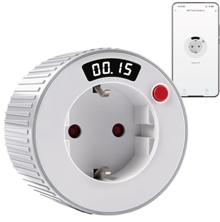 Minuteur Prise Electrique WiFi Compte à rebours programmable TUYA contrôle AC230V 16A 3680W Affichage numérique LED Prise Intelligente intervalle 15 Minute minuterie Prise WIFI02