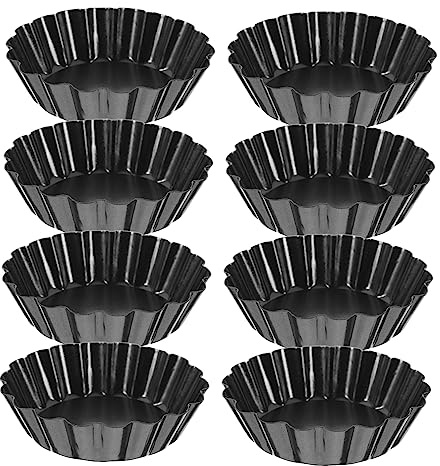 STOBAZA 8 piezas Molde para Tartaletas Mini con Base Desmontable de Negras Resistente y Fácil de Desmoldar para Repostería para Horno y Reuniones Familiares