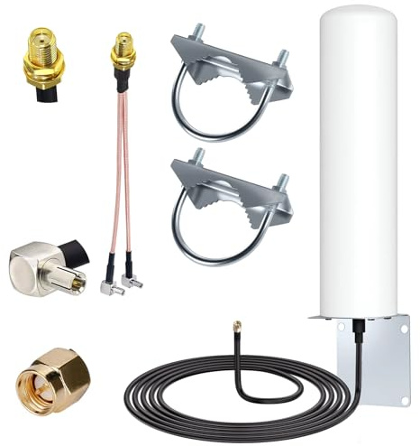 Gbformat 10-12dBi Antenna 4G LTE Antenna Esterna a Lungo Raggio con Spina SMA/Adattatore Doppio Connettore TS9Antenna Compatibile con HuaweiZTE 4G LTE Hotspot Router ModemNetgearNighthawk M1 MR1100
