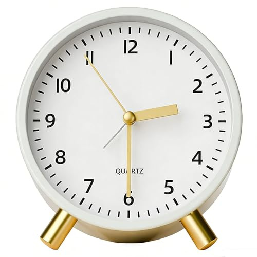 Herbst Wecker Analog Ohne Ticken Wecker Kinder | Reisewecker Alarm mit Licht Batteriebetrieben Geeignet für Schlafzimmer Wohnzimmer Büro Geschenk Reisen (Weiß)