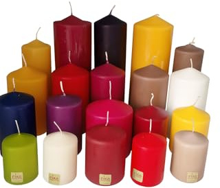 5 kg Premium Kerzenset Stumpenkerzen glatt von EIKA. Verschiedene Größen und Farben an Stumpenkerzen 1. Wahl bunt gemischt. Brenndauer ca. 1100 Stunden