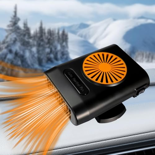 Mupkvy Car Heater, 12v 200w Portable Car Defroster Windshield Heater, Fast Heating & Cooling Fan, Plug in Cigarette Lighter Heaters,360° Rotary Portable Car Heaters for Vehicle,Cars,RVs,SUV