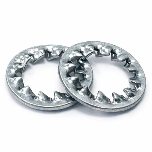 M10 (10 mm) (paquete de 100) arandelas de bloqueo dentadas de acero chapado en zinc, dientes internos DIN6798J, arandelas de resorte antivibración con bloqueo de estrella - C05E/2