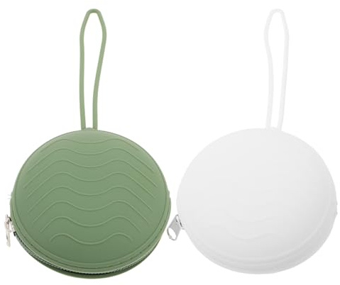 BIUDECO Porte-tétine Silicone Portable Pour Garçon Et Filles, Lot De 2 Bourses Coloris Vert Et Beige, Rangement Sécurisé Fermeture Éclair, Voyage Et Quotidien Pour Bébé Et Tout-petits