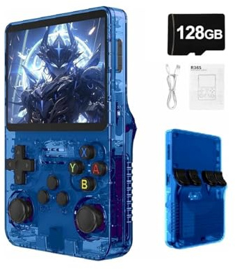 R36S - Consola de juegos portátil retro con pantalla IPS de 3,5 pulgadas, batería de 3500 mAh, tarjeta TF de 128 GB, más de 20.000 juegos, sistema Linux de código abierto para adolescentes y