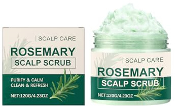 Gommage exfoliant pour le cuir chevelu au romarin QPJUVC - Nettoyage en profondeur pour cuir chevelu gras et sujet aux pellicules, 120 g, texture légère, à l'huile de romarin (1)