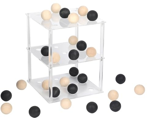 3D Tic Tac Toe, 3-Lagiges Brettspiel mit Acrylplatte und 28 Holzkugeln, Klassisches XO Strategiespiel für Erwachsene Kinder Ganze Familie, Tischspiel für alle Altersgruppen