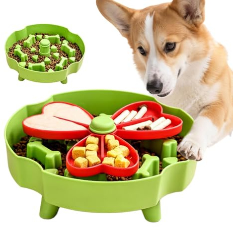 Slow Feeder Skål – 360° vridbar halkfri djurtillbehör, söt hund-anti-sling-skål, för , kattungar, valpar, medelstora och raser, , resor, camping,