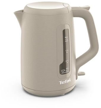 Tefal Morning Cordless Electric Kettle, 1.7L, 2400W, Wide, Cream | Water Level Markings, Removable Anti-Scale Filter, 360 Degree Base, One-Handed Opening, Auto-Off, KO2M0BG0