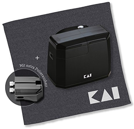 KAI APW17 Elektrischer Messerschärfer - Set inkl. Pflegetuch, Schwarz