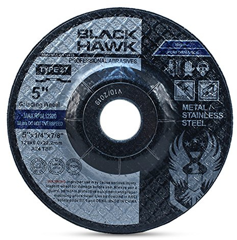 BHA Depressed Center Metal Grinding Wheels for Angle Grinders, 5” x 1/4” x 7/8” - 5 Pack