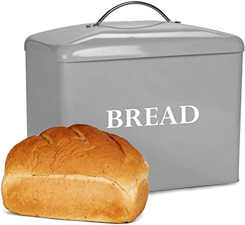 andrew james Retro Bread Bin – Large Bread Box for Kitchen Countertop, Vintage Metal Bread Storage with Lid – Stylish, Durable, and Spacious Bread Keeper to Keep Your Loaves, Buns & Pastries Fresh