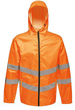 Regatta TRW497 18870 Professional Hi-Vis Waterproof and Windproof Pack away Jacket, Orange, L
