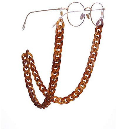 EUEAVAN Mode Sonnenbrillen Kette Harz Brillenhalter mit Einstellbaren Silikonschlaufen für Mädchen Frauen Urlaub Festival Geschenke (Braun)