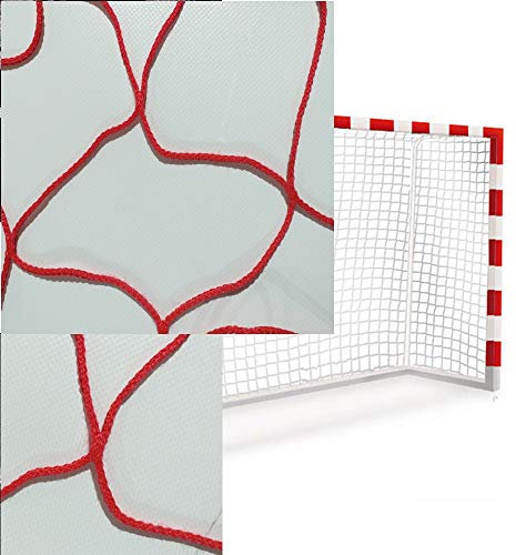 Sedion 1 Paar Handball- und Futsal-Netze, Blau, Grün, Rot oder Schwarz, 3 x 2 m, aus Polypropylen, 3 mm, professionelle Qualität (rot)