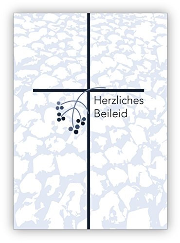 Kartenkaufrausch 16 Stück Schöne dezente Trauerkarte im mordernen Stil mit Kreuz: Herzliches Beileid • tröstende Beistandskarte um den Hinterbliebenen mit tiefem Mitgefühl zu kondolieren